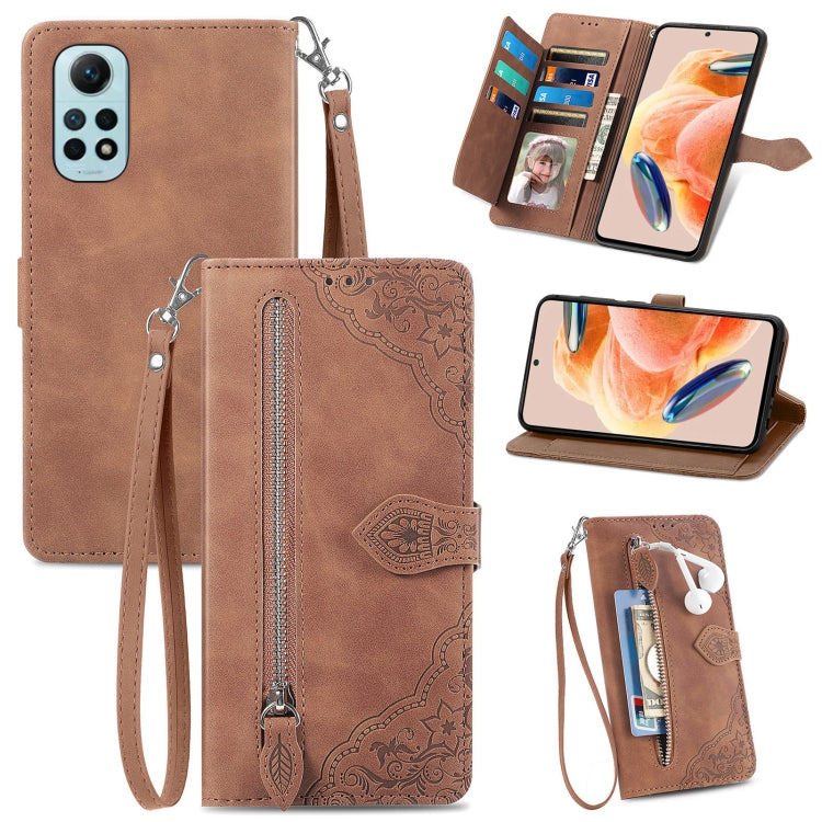 Custodia per telefono in pelle con cerniera fiore in rilievo, For OPPO Find X6, For Redmi Note 12 Pro 4G Global, For Redmi Note 12 4G Global, For Redmi Note 12 Turbo