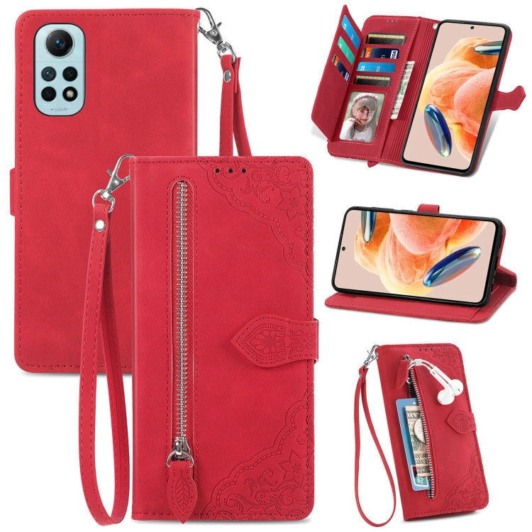 Custodia per telefono in pelle con cerniera fiore in rilievo, For OPPO Find X6, For Redmi Note 12 Pro 4G Global, For Redmi Note 12 4G Global, For Redmi Note 12 Turbo
