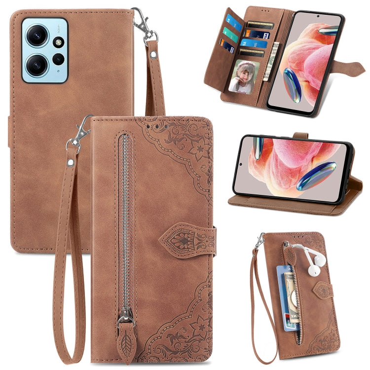 Custodia per telefono in pelle con cerniera fiore in rilievo, For OPPO Find X6, For Redmi Note 12 Pro 4G Global, For Redmi Note 12 4G Global, For Redmi Note 12 Turbo