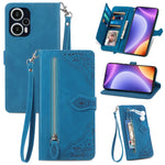 Custodia per telefono in pelle con cerniera fiore in rilievo, For OPPO Find X6, For Redmi Note 12 Pro 4G Global, For Redmi Note 12 4G Global, For Redmi Note 12 Turbo