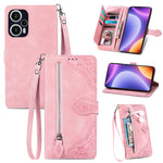 Custodia per telefono in pelle con cerniera fiore in rilievo, For OPPO Find X6, For Redmi Note 12 Pro 4G Global, For Redmi Note 12 4G Global, For Redmi Note 12 Turbo
