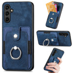 Retro cassa del telefono del raccoglitore della carta dell'anello di pelle-tatto, For Samsung Galaxy A14 5G, For Samsung Galaxy A22 4G, For Samsung Galaxy A22 5G, For Samsung Galaxy A30