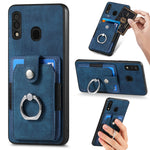 Retro cassa del telefono del raccoglitore della carta dell'anello di pelle-tatto, For Samsung Galaxy A14 5G, For Samsung Galaxy A22 4G, For Samsung Galaxy A22 5G, For Samsung Galaxy A30