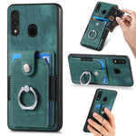 Retro cassa del telefono del raccoglitore della carta dell'anello di pelle-tatto, For Samsung Galaxy A14 5G, For Samsung Galaxy A22 4G, For Samsung Galaxy A22 5G, For Samsung Galaxy A30