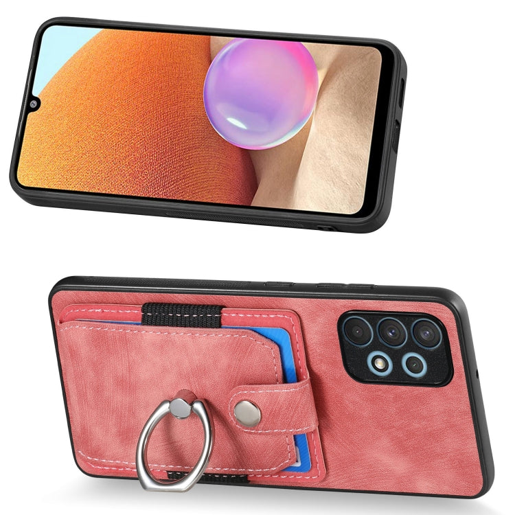 Retro cassa del telefono del raccoglitore della carta dell'anello di pelle-tatto, For Samsung Galaxy A32 4G, For Samsung Galaxy A32 5G, For Samsung Galaxy A33 5G, For Samsung Galaxy A50