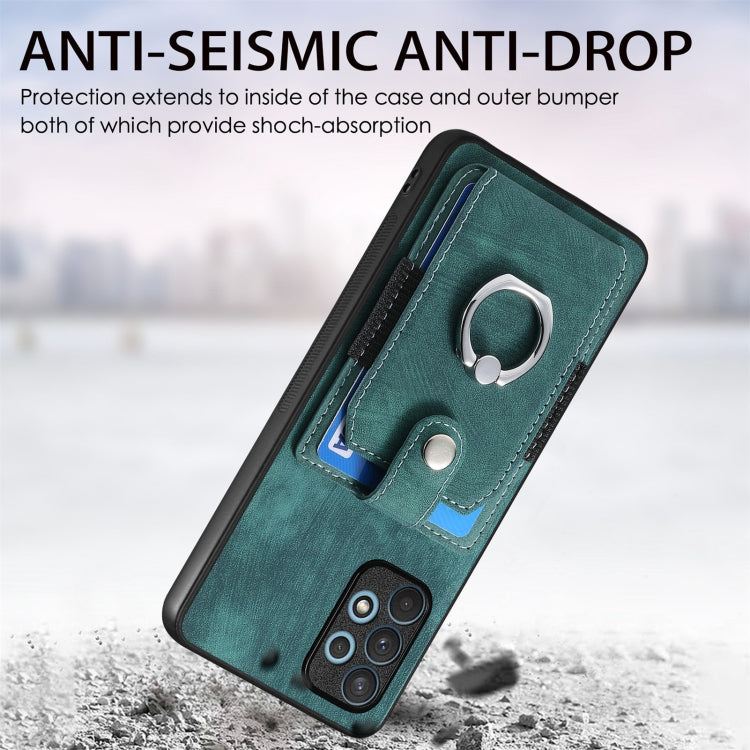 Retro cassa del telefono del raccoglitore della carta dell'anello di pelle-tatto, For Samsung Galaxy A32 4G, For Samsung Galaxy A32 5G, For Samsung Galaxy A33 5G, For Samsung Galaxy A50