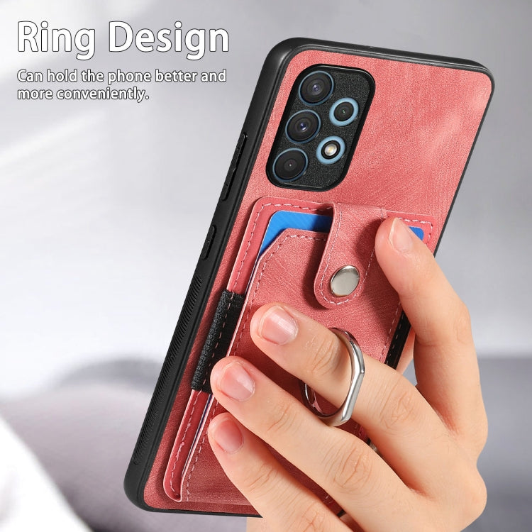 Retro cassa del telefono del raccoglitore della carta dell'anello di pelle-tatto, For Samsung Galaxy A32 4G, For Samsung Galaxy A32 5G, For Samsung Galaxy A33 5G, For Samsung Galaxy A50