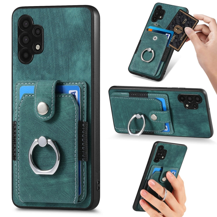 Retro cassa del telefono del raccoglitore della carta dell'anello di pelle-tatto, For Samsung Galaxy A32 4G, For Samsung Galaxy A32 5G, For Samsung Galaxy A33 5G, For Samsung Galaxy A50