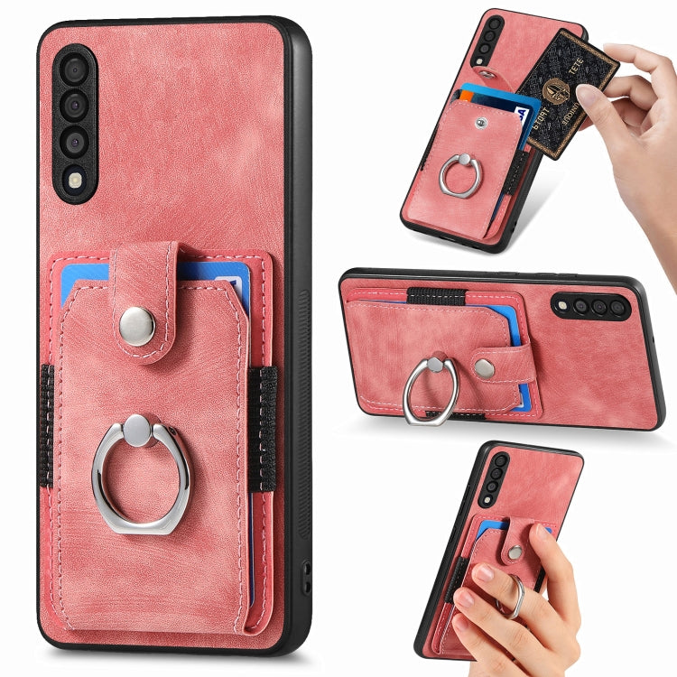 Retro cassa del telefono del raccoglitore della carta dell'anello di pelle-tatto, For Samsung Galaxy A32 4G, For Samsung Galaxy A32 5G, For Samsung Galaxy A33 5G, For Samsung Galaxy A50