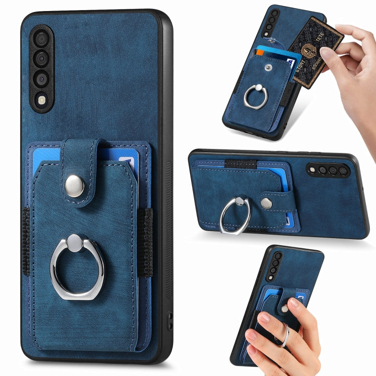 Retro cassa del telefono del raccoglitore della carta dell'anello di pelle-tatto, For Samsung Galaxy A32 4G, For Samsung Galaxy A32 5G, For Samsung Galaxy A33 5G, For Samsung Galaxy A50