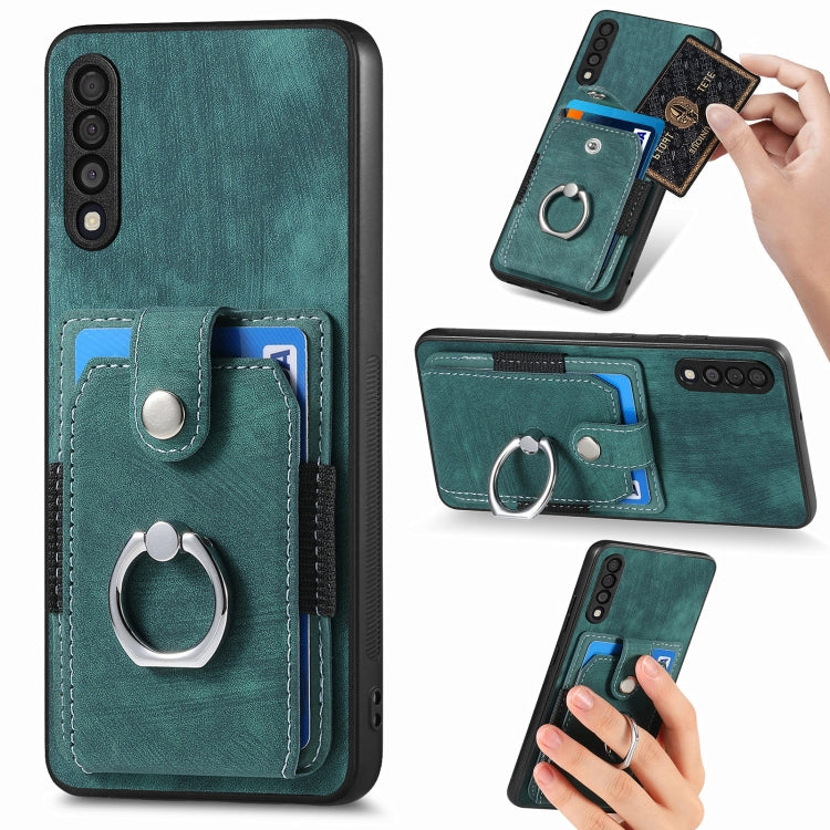 Retro cassa del telefono del raccoglitore della carta dell'anello di pelle-tatto, For Samsung Galaxy A32 4G, For Samsung Galaxy A32 5G, For Samsung Galaxy A33 5G, For Samsung Galaxy A50