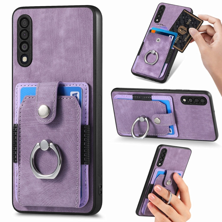 Retro cassa del telefono del raccoglitore della carta dell'anello di pelle-tatto, For Samsung Galaxy A32 4G, For Samsung Galaxy A32 5G, For Samsung Galaxy A33 5G, For Samsung Galaxy A50
