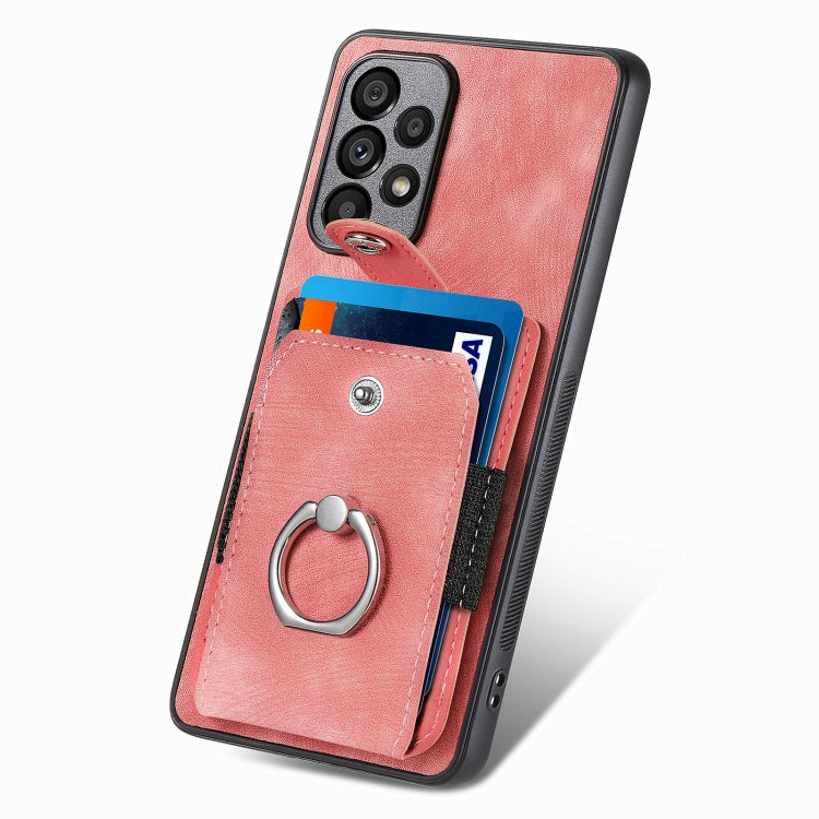 Retro cassa del telefono del raccoglitore della carta dell'anello di pelle-tatto, For Samsung Galaxy A53 5G, For Samsung Galaxy A70 / A70s, For Samsung Galaxy A71, For Samsung Galaxy Note20