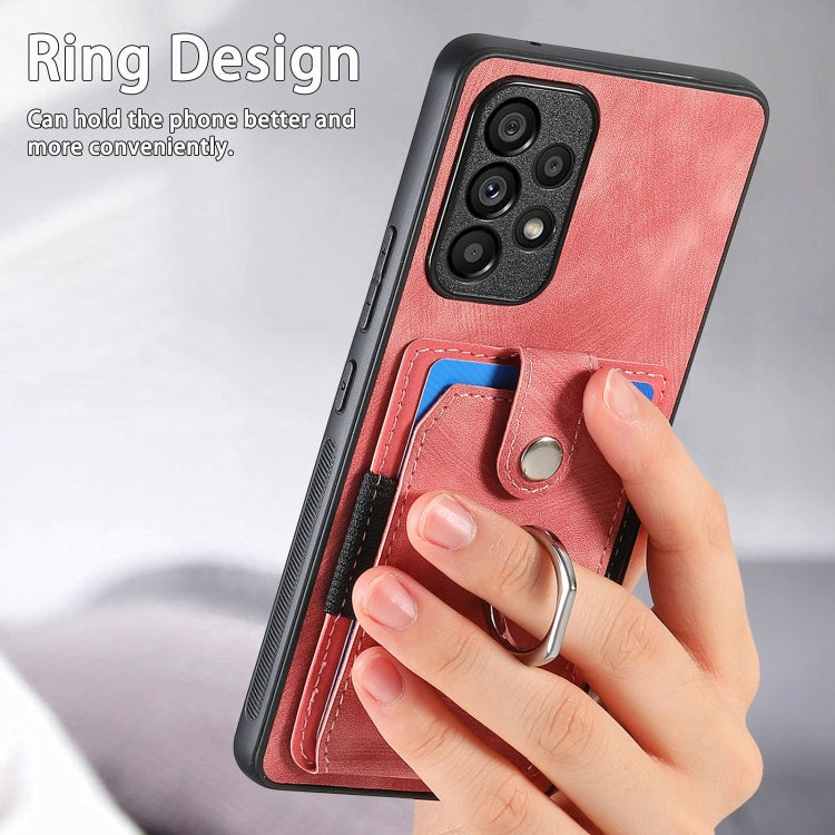 Retro cassa del telefono del raccoglitore della carta dell'anello di pelle-tatto, For Samsung Galaxy A53 5G, For Samsung Galaxy A70 / A70s, For Samsung Galaxy A71, For Samsung Galaxy Note20