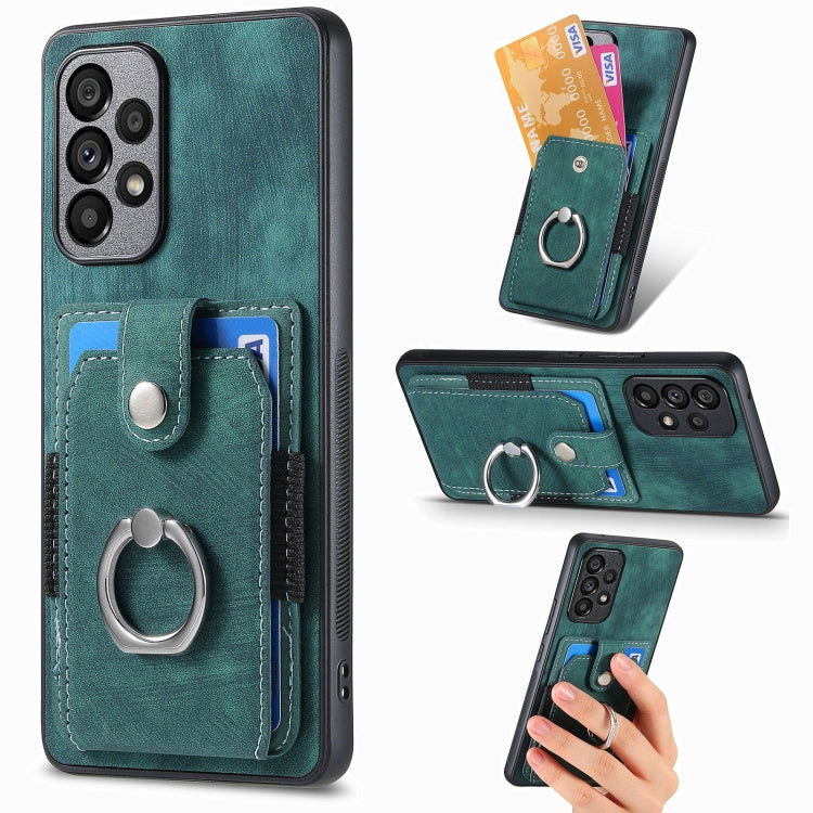 Retro cassa del telefono del raccoglitore della carta dell'anello di pelle-tatto, For Samsung Galaxy A53 5G, For Samsung Galaxy A70 / A70s, For Samsung Galaxy A71, For Samsung Galaxy Note20