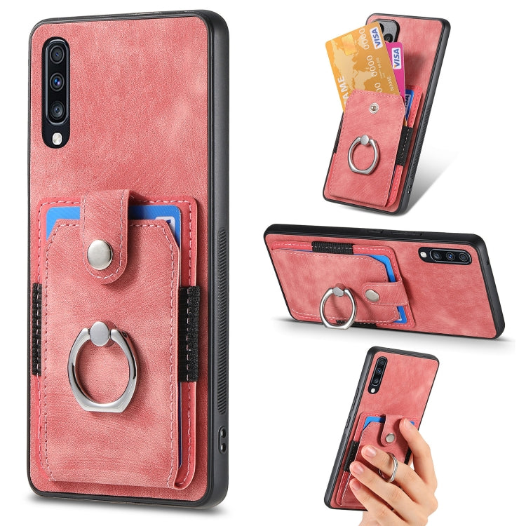 Retro cassa del telefono del raccoglitore della carta dell'anello di pelle-tatto, For Samsung Galaxy A53 5G, For Samsung Galaxy A70 / A70s, For Samsung Galaxy A71, For Samsung Galaxy Note20