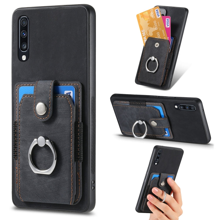 Retro cassa del telefono del raccoglitore della carta dell'anello di pelle-tatto, For Samsung Galaxy A53 5G, For Samsung Galaxy A70 / A70s, For Samsung Galaxy A71, For Samsung Galaxy Note20