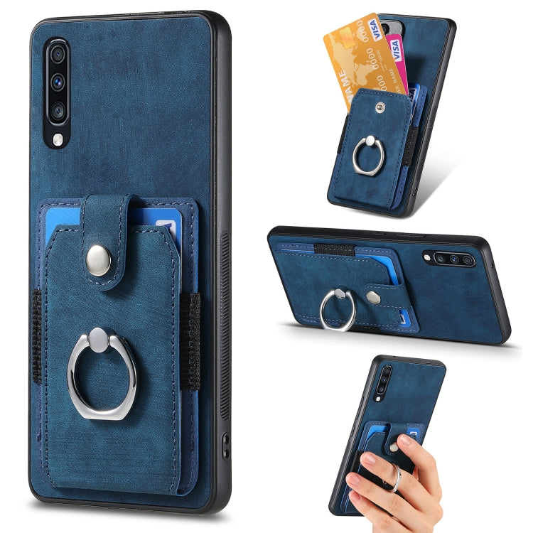 Retro cassa del telefono del raccoglitore della carta dell'anello di pelle-tatto, For Samsung Galaxy A53 5G, For Samsung Galaxy A70 / A70s, For Samsung Galaxy A71, For Samsung Galaxy Note20