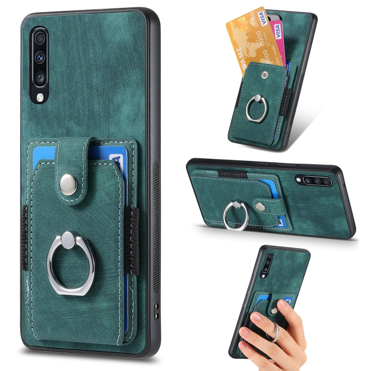 Retro cassa del telefono del raccoglitore della carta dell'anello di pelle-tatto, For Samsung Galaxy A53 5G, For Samsung Galaxy A70 / A70s, For Samsung Galaxy A71, For Samsung Galaxy Note20