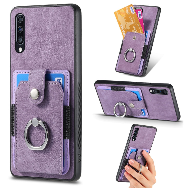 Retro cassa del telefono del raccoglitore della carta dell'anello di pelle-tatto, For Samsung Galaxy A53 5G, For Samsung Galaxy A70 / A70s, For Samsung Galaxy A71, For Samsung Galaxy Note20