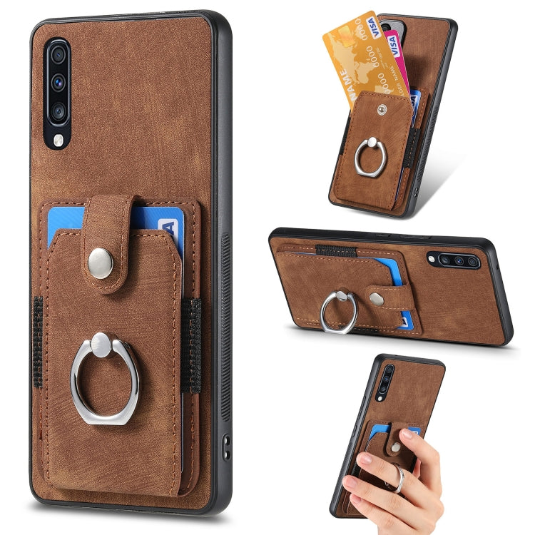 Retro cassa del telefono del raccoglitore della carta dell'anello di pelle-tatto, For Samsung Galaxy A53 5G, For Samsung Galaxy A70 / A70s, For Samsung Galaxy A71, For Samsung Galaxy Note20