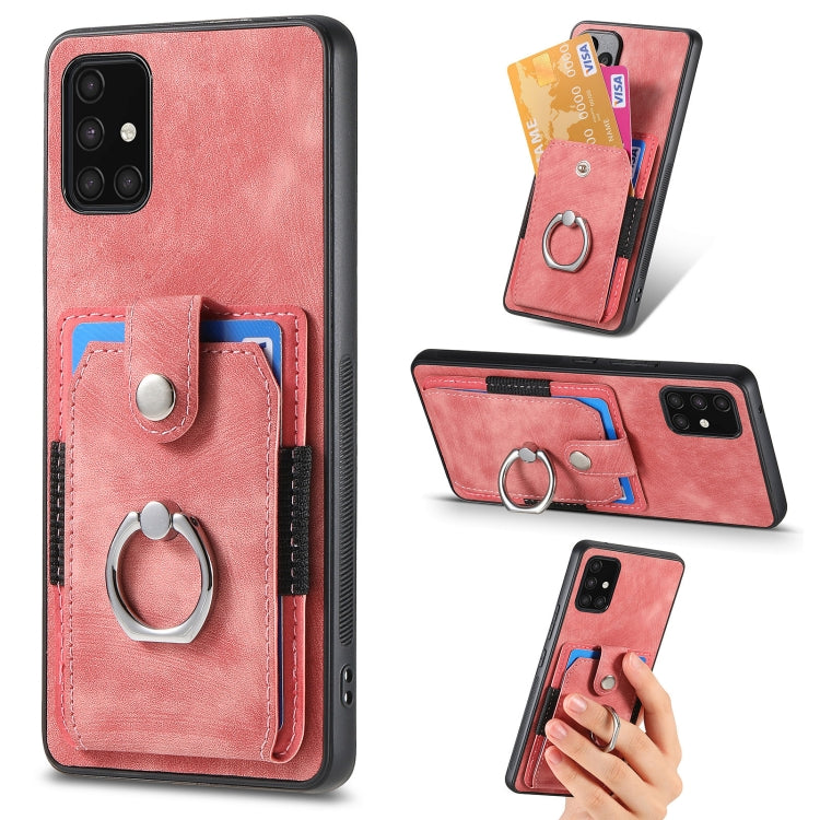 Retro cassa del telefono del raccoglitore della carta dell'anello di pelle-tatto, For Samsung Galaxy A53 5G, For Samsung Galaxy A70 / A70s, For Samsung Galaxy A71, For Samsung Galaxy Note20