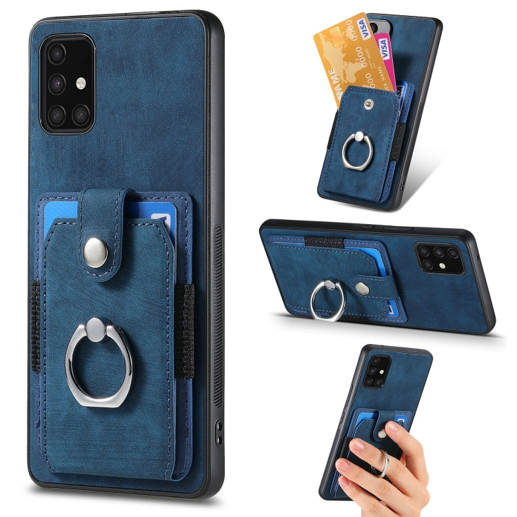 Retro cassa del telefono del raccoglitore della carta dell'anello di pelle-tatto, For Samsung Galaxy A53 5G, For Samsung Galaxy A70 / A70s, For Samsung Galaxy A71, For Samsung Galaxy Note20