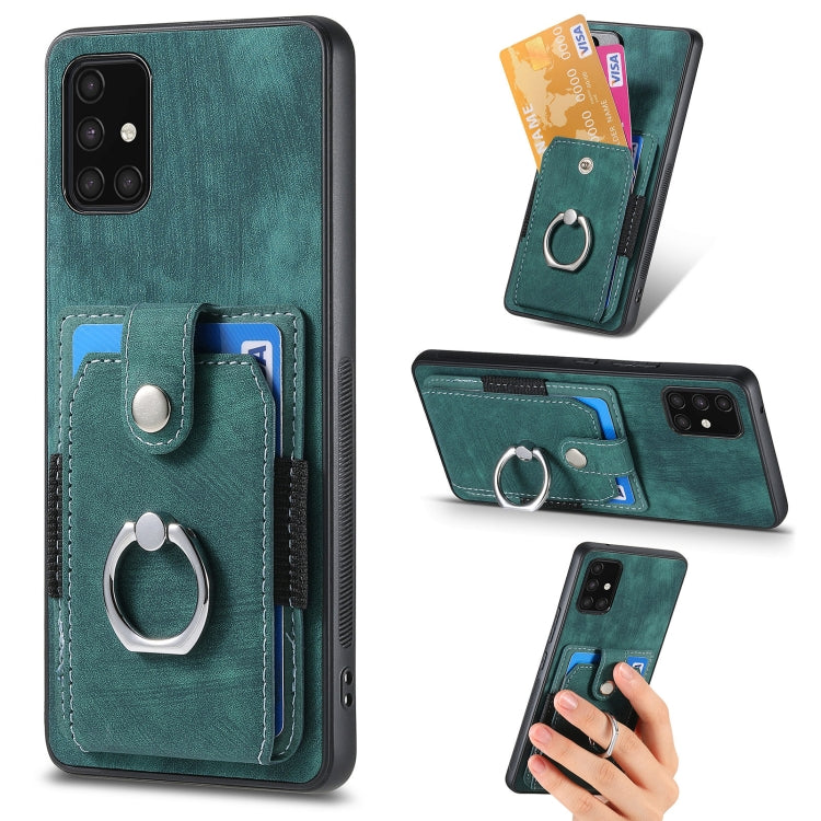 Retro cassa del telefono del raccoglitore della carta dell'anello di pelle-tatto, For Samsung Galaxy A53 5G, For Samsung Galaxy A70 / A70s, For Samsung Galaxy A71, For Samsung Galaxy Note20