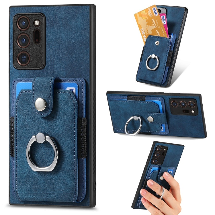 Retro cassa del telefono del raccoglitore della carta dell'anello di pelle-tatto, For Samsung Galaxy A53 5G, For Samsung Galaxy A70 / A70s, For Samsung Galaxy A71, For Samsung Galaxy Note20