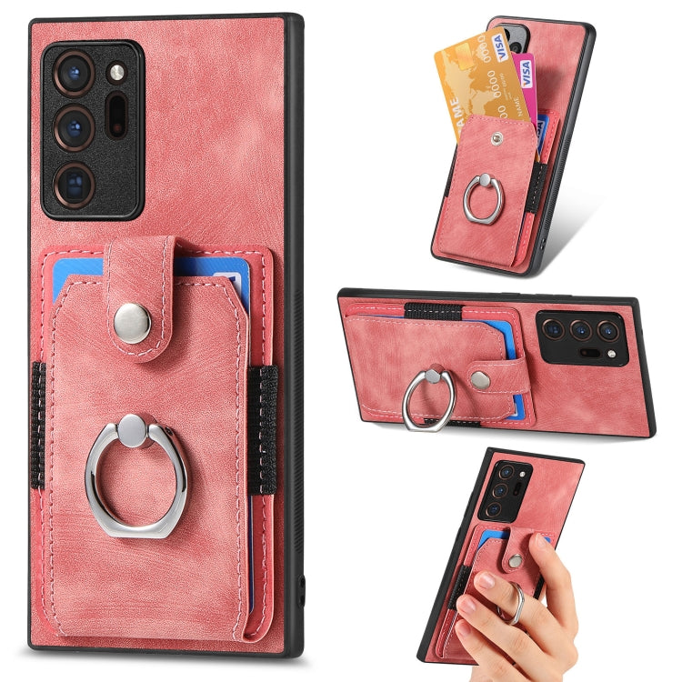 Retro cassa del telefono del raccoglitore della carta dell'anello di pelle-tatto, For Samsung Galaxy Note20 Ultra