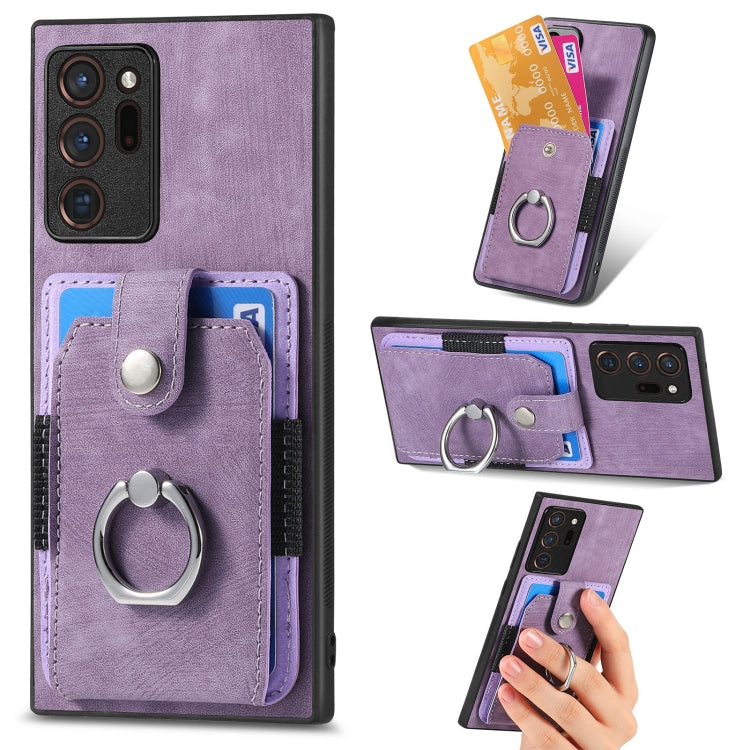 Retro cassa del telefono del raccoglitore della carta dell'anello di pelle-tatto, For Samsung Galaxy Note20 Ultra