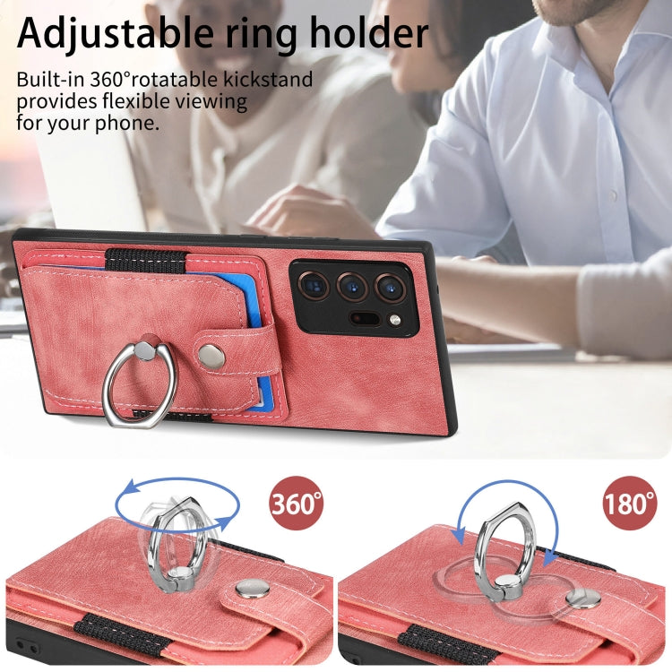 Retro cassa del telefono del raccoglitore della carta dell'anello di pelle-tatto, For Samsung Galaxy Note20 Ultra