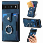 Retro cassa del telefono del raccoglitore della carta dell'anello di pelle-tatto, For Google Pixel 6 Pro, For Google Pixel 6, For Google Pixel 7 Pro, For Google Pixel 7