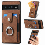 Retro cassa del telefono del raccoglitore della carta dell'anello di pelle-tatto, For Google Pixel 6 Pro, For Google Pixel 6, For Google Pixel 7 Pro, For Google Pixel 7
