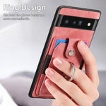 Retro cassa del telefono del raccoglitore della carta dell'anello di pelle-tatto, For Google Pixel 6 Pro, For Google Pixel 6, For Google Pixel 7 Pro, For Google Pixel 7