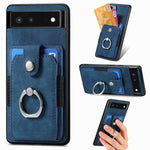 Retro cassa del telefono del raccoglitore della carta dell'anello di pelle-tatto, For Google Pixel 6 Pro, For Google Pixel 6, For Google Pixel 7 Pro, For Google Pixel 7