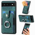 Retro cassa del telefono del raccoglitore della carta dell'anello di pelle-tatto, For Google Pixel 6 Pro, For Google Pixel 6, For Google Pixel 7 Pro, For Google Pixel 7