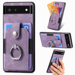 Retro cassa del telefono del raccoglitore della carta dell'anello di pelle-tatto, For Google Pixel 6 Pro, For Google Pixel 6, For Google Pixel 7 Pro, For Google Pixel 7