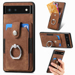 Retro cassa del telefono del raccoglitore della carta dell'anello di pelle-tatto, For Google Pixel 6 Pro, For Google Pixel 6, For Google Pixel 7 Pro, For Google Pixel 7