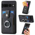 Retro cassa del telefono del raccoglitore della carta dell'anello di pelle-tatto, For Google Pixel 6 Pro, For Google Pixel 6, For Google Pixel 7 Pro, For Google Pixel 7