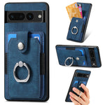 Retro cassa del telefono del raccoglitore della carta dell'anello di pelle-tatto, For Google Pixel 6 Pro, For Google Pixel 6, For Google Pixel 7 Pro, For Google Pixel 7
