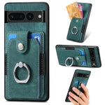 Retro cassa del telefono del raccoglitore della carta dell'anello di pelle-tatto, For Google Pixel 6 Pro, For Google Pixel 6, For Google Pixel 7 Pro, For Google Pixel 7