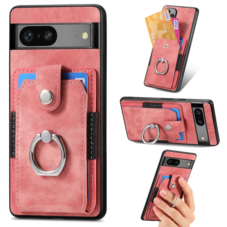 Retro cassa del telefono del raccoglitore della carta dell'anello di pelle-tatto, For Google Pixel 6 Pro, For Google Pixel 6, For Google Pixel 7 Pro, For Google Pixel 7