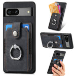 Retro cassa del telefono del raccoglitore della carta dell'anello di pelle-tatto, For Google Pixel 6 Pro, For Google Pixel 6, For Google Pixel 7 Pro, For Google Pixel 7