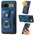 Retro cassa del telefono del raccoglitore della carta dell'anello di pelle-tatto, For Google Pixel 6 Pro, For Google Pixel 6, For Google Pixel 7 Pro, For Google Pixel 7