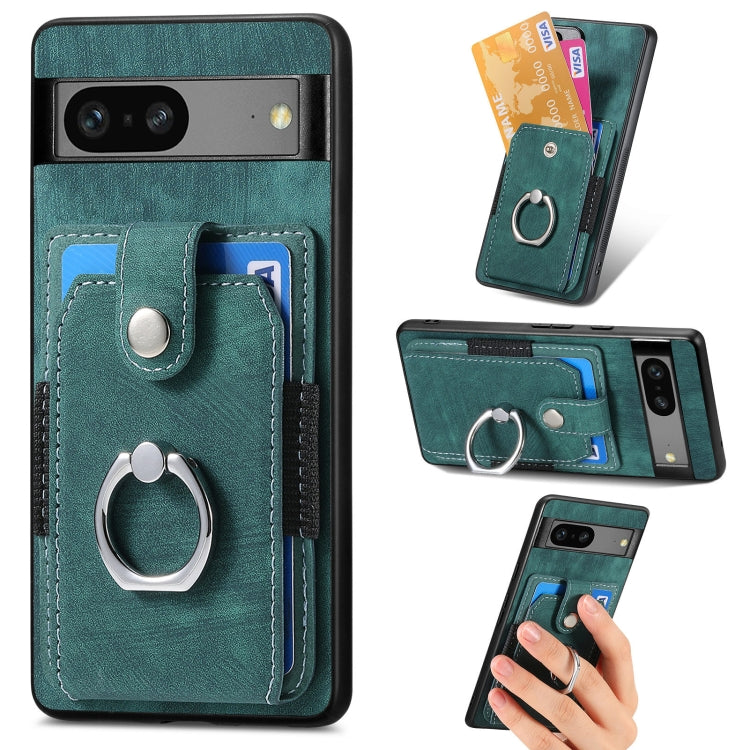Retro cassa del telefono del raccoglitore della carta dell'anello di pelle-tatto, For Google Pixel 6 Pro, For Google Pixel 6, For Google Pixel 7 Pro, For Google Pixel 7