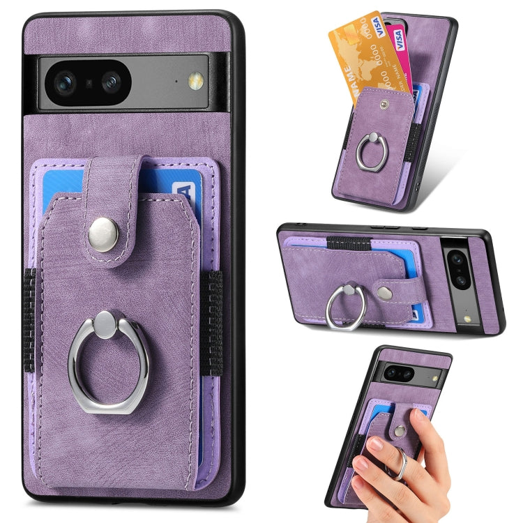 Retro cassa del telefono del raccoglitore della carta dell'anello di pelle-tatto, For Google Pixel 6 Pro, For Google Pixel 6, For Google Pixel 7 Pro, For Google Pixel 7