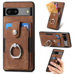 Retro cassa del telefono del raccoglitore della carta dell'anello di pelle-tatto, For Google Pixel 6 Pro, For Google Pixel 6, For Google Pixel 7 Pro, For Google Pixel 7