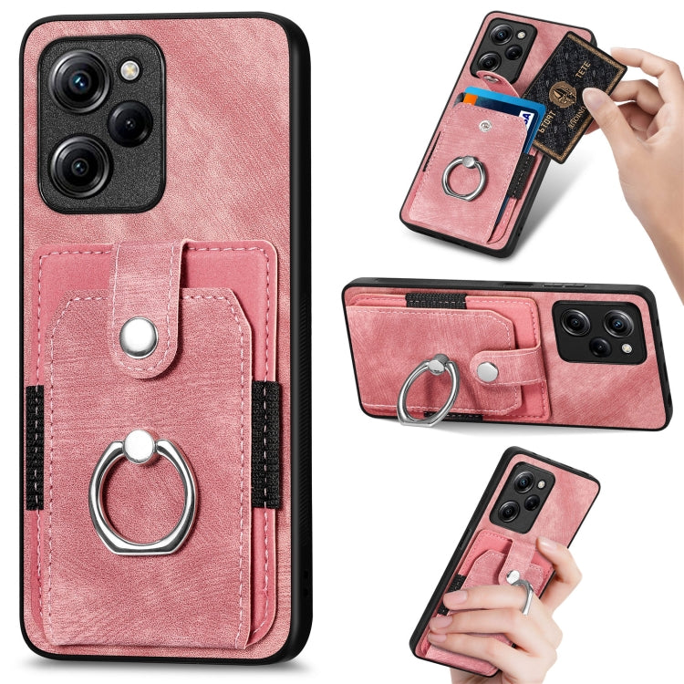 Retro cassa del telefono del raccoglitore della carta dell'anello di pelle-tatto, For Xiaomi Poco X5 Pro, For Xiaomi Redmi 9A