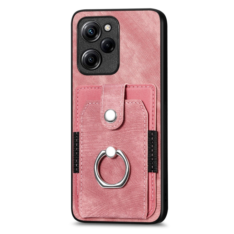 Retro cassa del telefono del raccoglitore della carta dell'anello di pelle-tatto, For Xiaomi Poco X5 Pro, For Xiaomi Redmi 9A